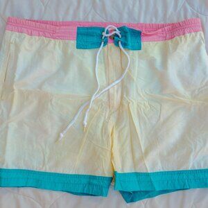 Gant bathing suit swimwear trunks board shorts retro vintage color block pastel